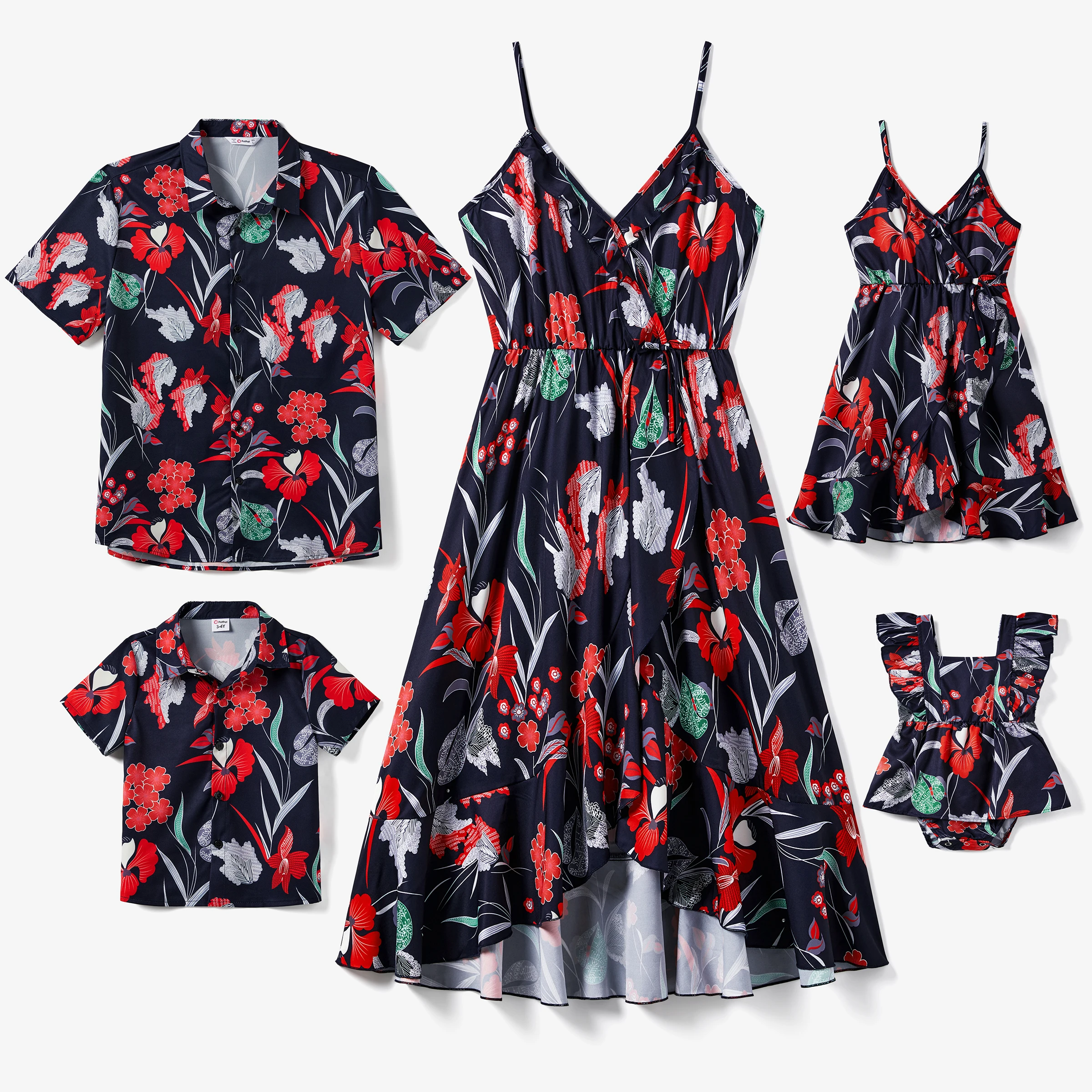 PatPat Family Matching Tropical Floral Overlap Hi-Low Ruffle Dress and Beach Shirt Sets
PatPat Family Matching Tropical Floral Overlap Hi-Low Ruffle Dress and Beach Shirt Sets