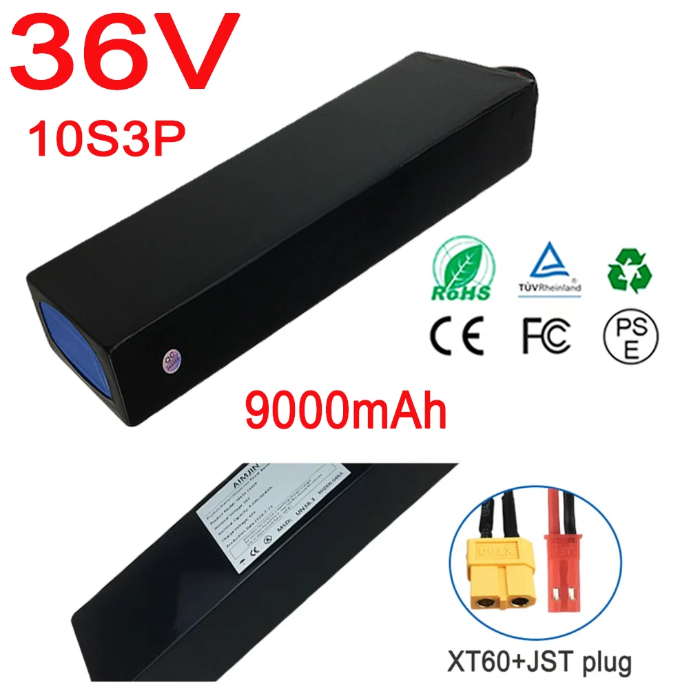 36V 9000mAh Upgraded Rechargeable 10S3P 42V Electric Battery Pack 18650 Lithium M365 for XT60+JST plug
36V 9000mAh Upgraded Rechargeable 10S3P 42V Electric Battery Pack 18650 Lithium M365 for XT60+JST plug