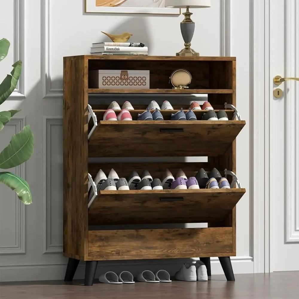 Shoe Storage Cabinet for Entryway, Free Standing Shoe Organizer with 2 Flip Drawers, Slim Narrow Hidden Shoe Rack Cabinet with O
Shoe Storage Cabinet for Entryway, Free Standing Shoe Organizer with 2 Flip Drawers, Slim Narrow Hidden Shoe Rack Cabinet with O