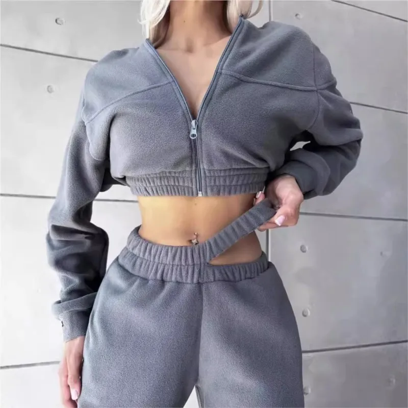 2025 Women's Trendy Solid Color Fleece Zip-Up Hoodie Elastic Waist Double Waistband Pants Two-Piece Lounge Set Casual Tracksuit
2025 Women's Trendy Solid Color Fleece Zip-Up Hoodie Elastic Waist Double Waistband Pants Two-Piece Lounge Set Casual Tracksuit