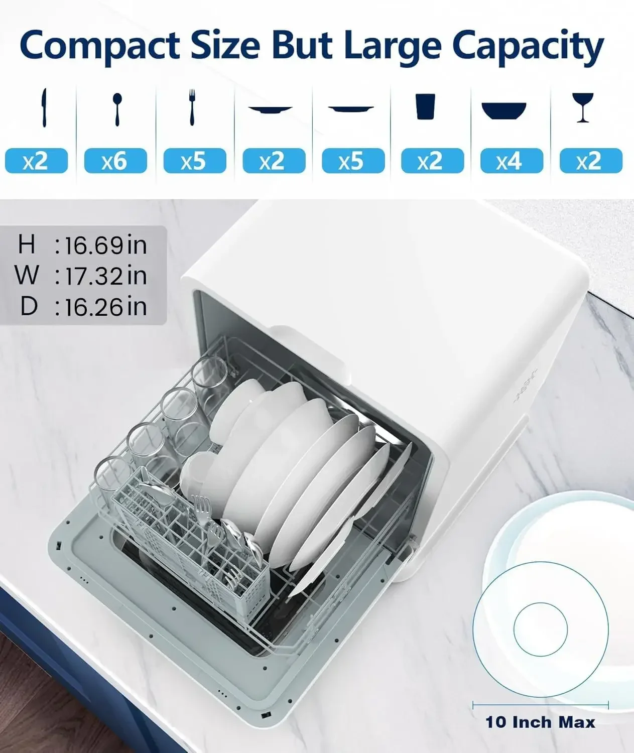 Joy Pebble Countertop Dishwasher, 28 Pieces Dishes/Cycle, 6 Washing Programs&Hot Drying, Dish Washer with 360°Dual Spray
Joy Pebble Countertop Dishwasher, 28 Pieces Dishes/Cycle, 6 Washing Programs&Hot Drying, Dish Washer with 360°Dual Spray
