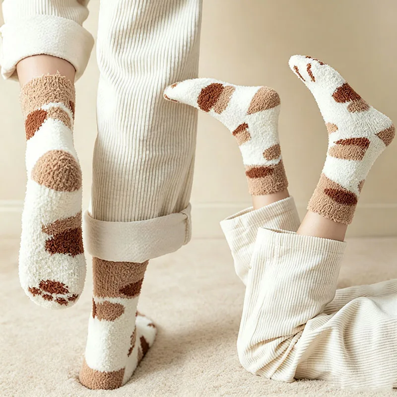 Coral Fleece Women Winter Warm Kawaii Socks Cartoon Cat Paw Fluffy Plush Dot Striped Patterned Mid Calf Home Floor Socks
Coral Fleece Women Winter Warm Kawaii Socks Cartoon Cat Paw Fluffy Plush Dot Striped Patterned Mid Calf Home Floor Socks