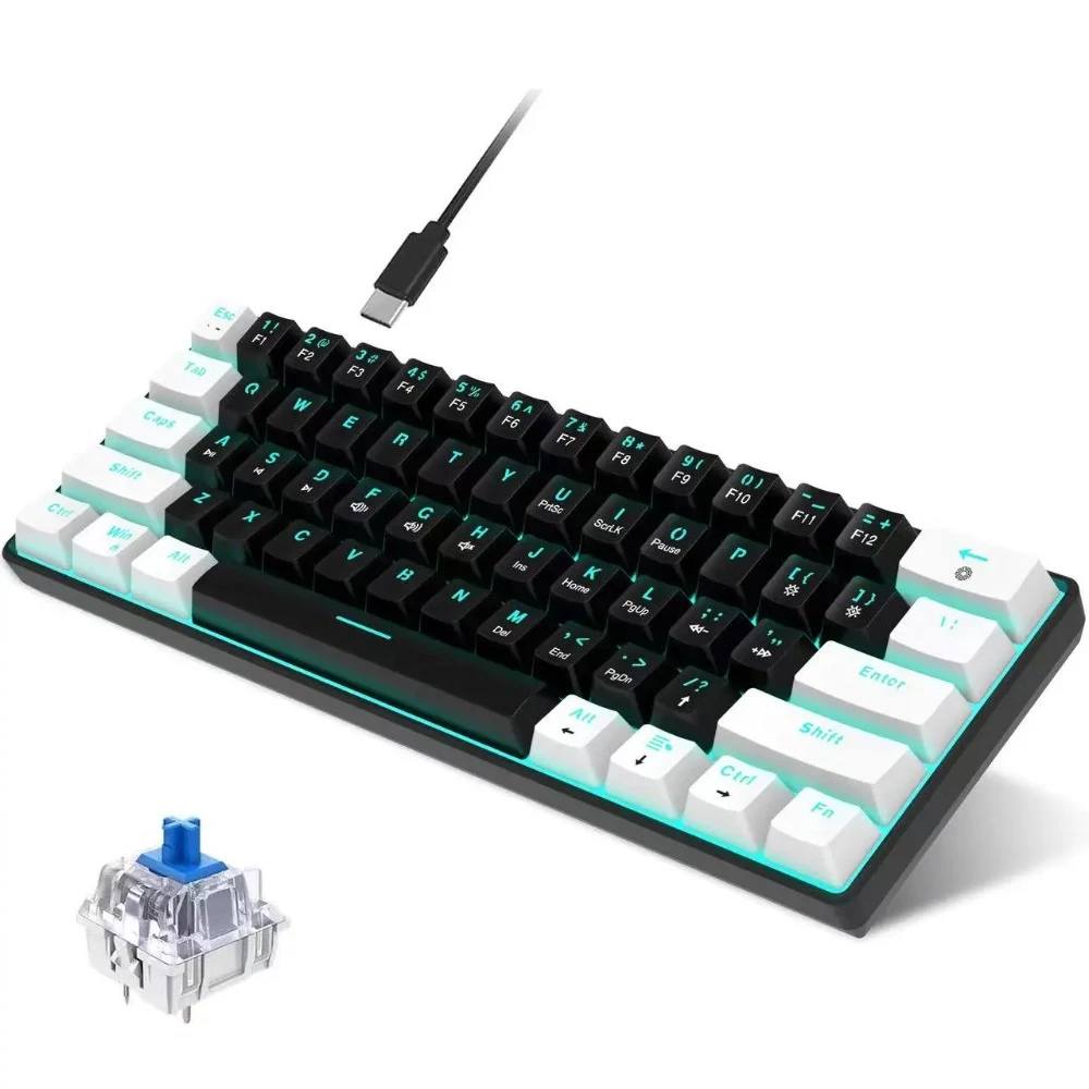60% Compact Mechanical Gaming Keyboard Blue Switches Sea Blue Backlit Wired USB Mini Small Keyboard For PC Laptop Game Office
60% Compact Mechanical Gaming Keyboard Blue Switches Sea Blue Backlit Wired USB Mini Small Keyboard For PC Laptop Game Office