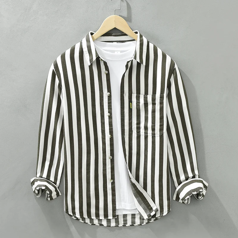 Autumn New Striped Shirts for Men Casual Long Sleeve Tops Male Turn-down Collar Button Up Shirt
Autumn New Striped Shirts for Men Casual Long Sleeve Tops Male Turn-down Collar Button Up Shirt