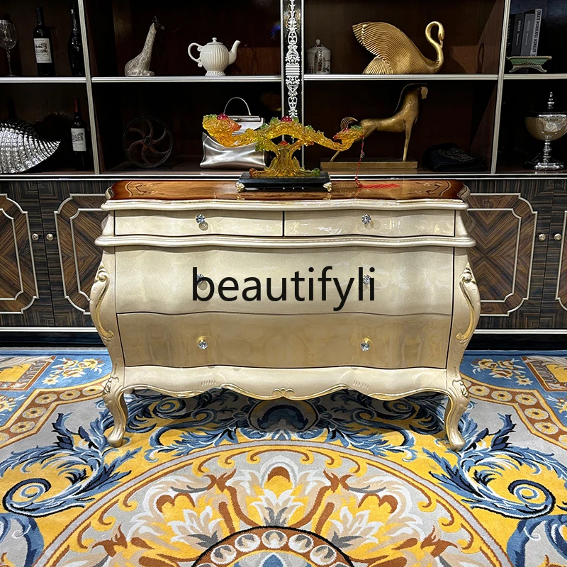 French solid wood porch cabinet, European style, luxury carved living room locker table, champagne porch cabinet
French solid wood porch cabinet, European style, luxury carved living room locker table, champagne porch cabinet