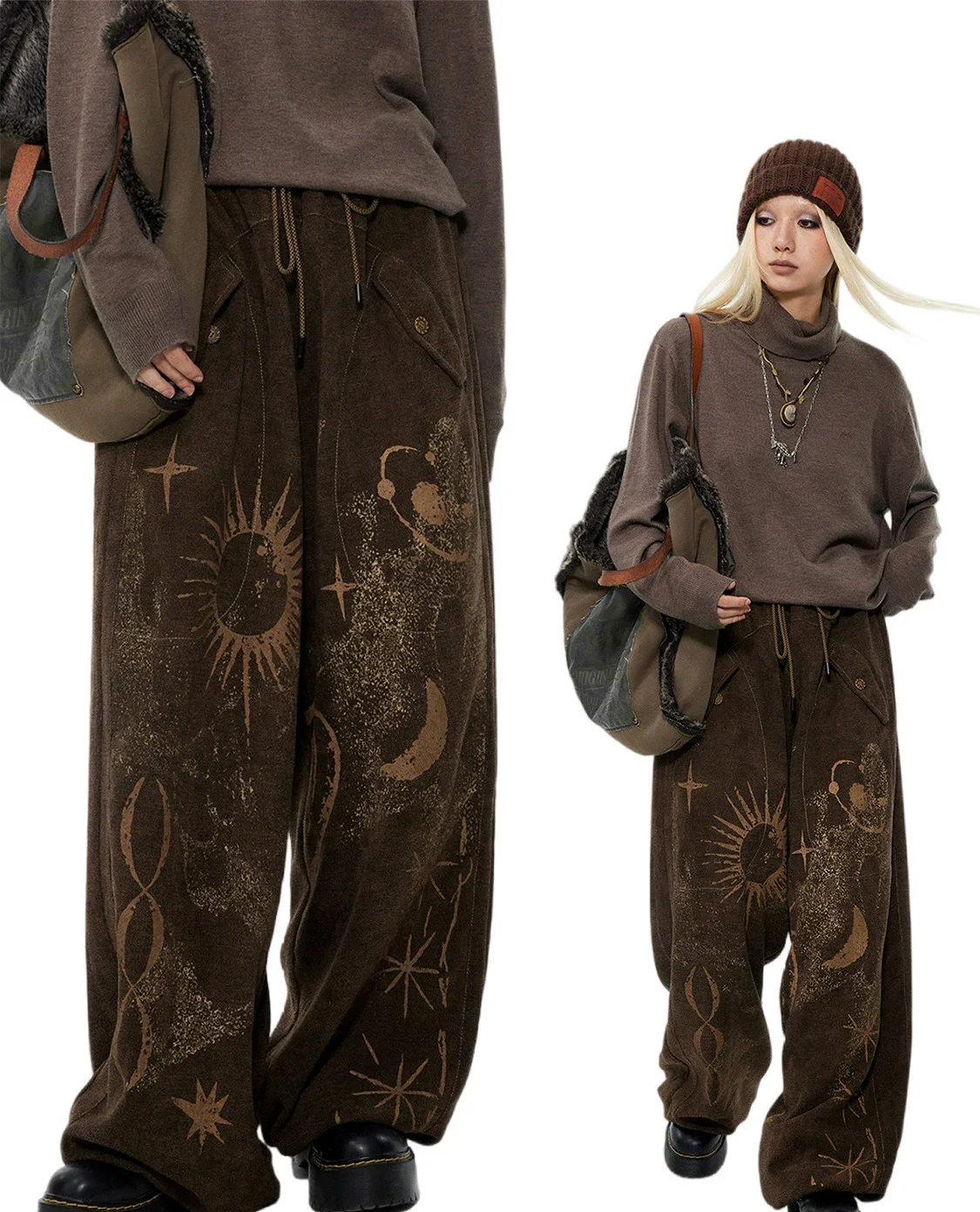 Spring Autumn Original Design Women Vintage Sun Moon Print Wide Leg Pants/Trousers
Spring Autumn Original Design Women Vintage Sun Moon Print Wide Leg Pants/Trousers