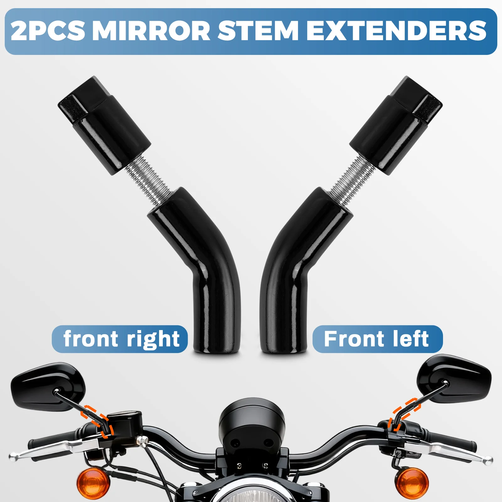 2Pcs Motorcycle Rearview Mirrors Extension Riser Extend Adapter Mirror Extender Adapters For Harley Sportster X883 1200 Iron 883