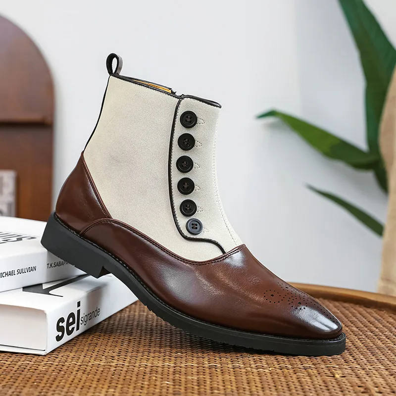 British Style Gentleman Men's Chelsea Boots Comfortable Pointed Ankle Boots Men Slip-On Flat Leather Brock Shoes Men Big Size 46
British Style Gentleman Men's Chelsea Boots Comfortable Pointed Ankle Boots Men Slip-On Flat Leather Brock Shoes Men Big Size 46