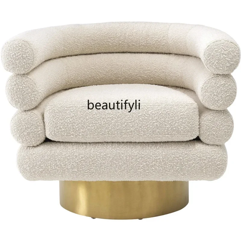 Light luxury lamb wool backrest fabric stainless steel leisure chair living room designer single sofa
Light luxury lamb wool backrest fabric stainless steel leisure chair living room designer single sofa