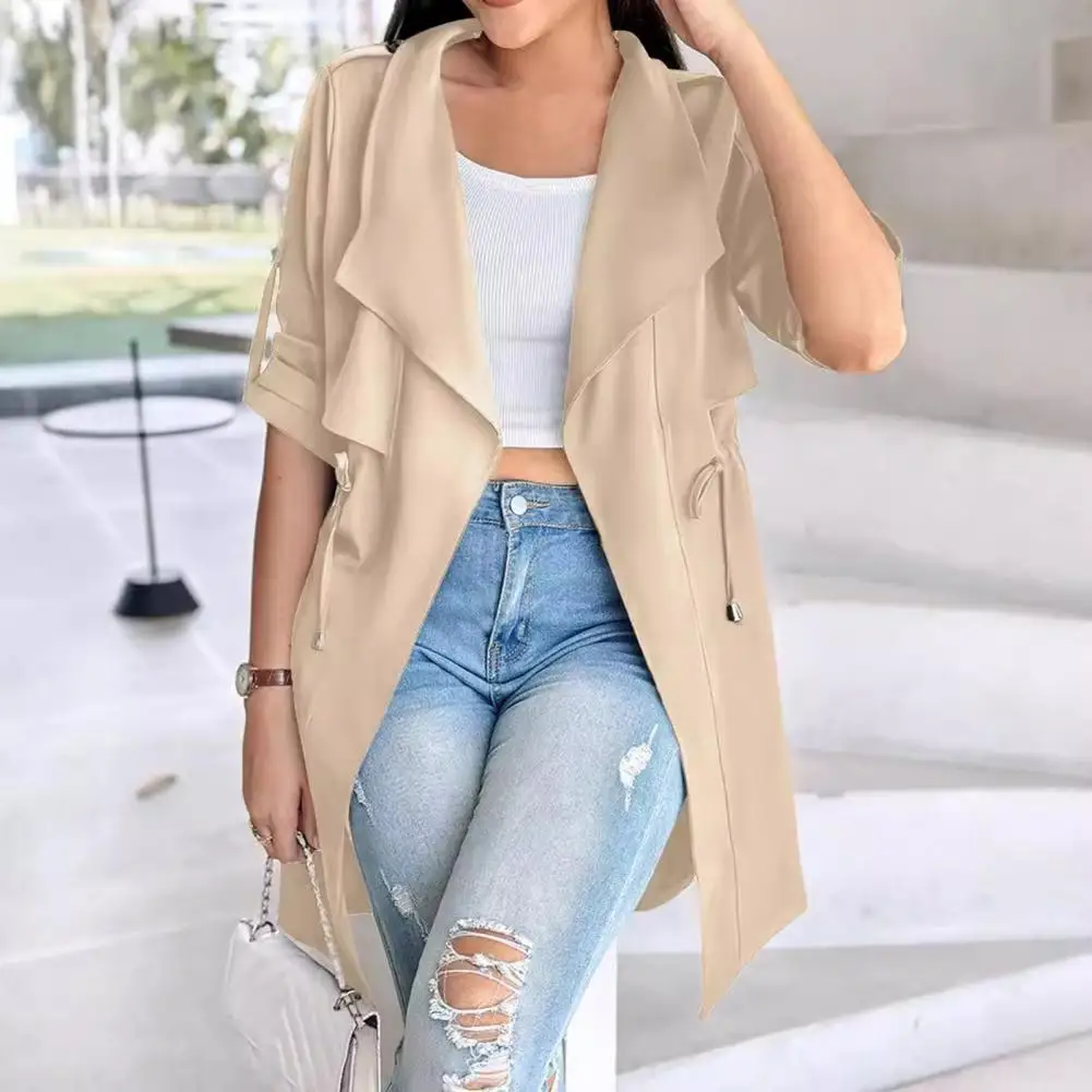Winter Women Jacket Mid Sleeves with Cufflinks Drawstring Waist Windbreaker Open Stitch Coat Mid Length Windproof Warm Coat 50
Winter Women Jacket Mid Sleeves with Cufflinks Drawstring Waist Windbreaker Open Stitch Coat Mid Length Windproof Warm Coat 50