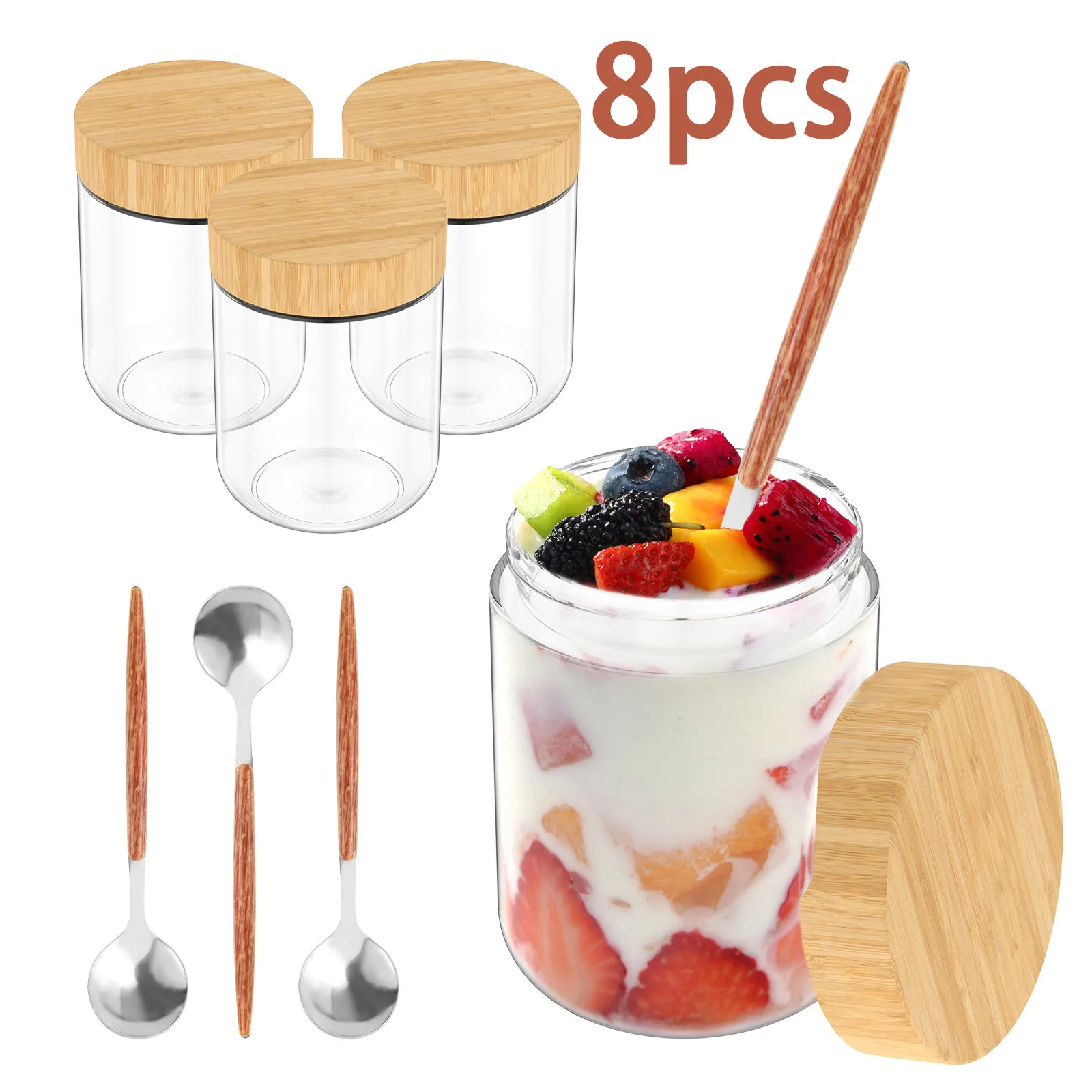8PCS Overnight Oats Jars with Lids and Spoons Airtight Glass Jars Leakproof Small Food Storage Container for Pantry Organization 
8PCS Overnight Oats Jars with Lids and Spoons Airtight Glass Jars Leakproof Small Food Storage Container for Pantry Organization