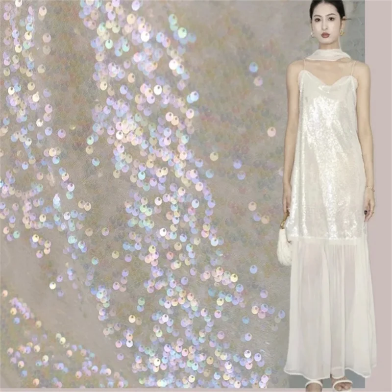 Iridescent 5mm Sequin Embroidered Tulle Fabric for DIY Sewing Evening Dress Stage Performance Costumes Material Cloth
Iridescent 5mm Sequin Embroidered Tulle Fabric for DIY Sewing Evening Dress Stage Performance Costumes Material Cloth
