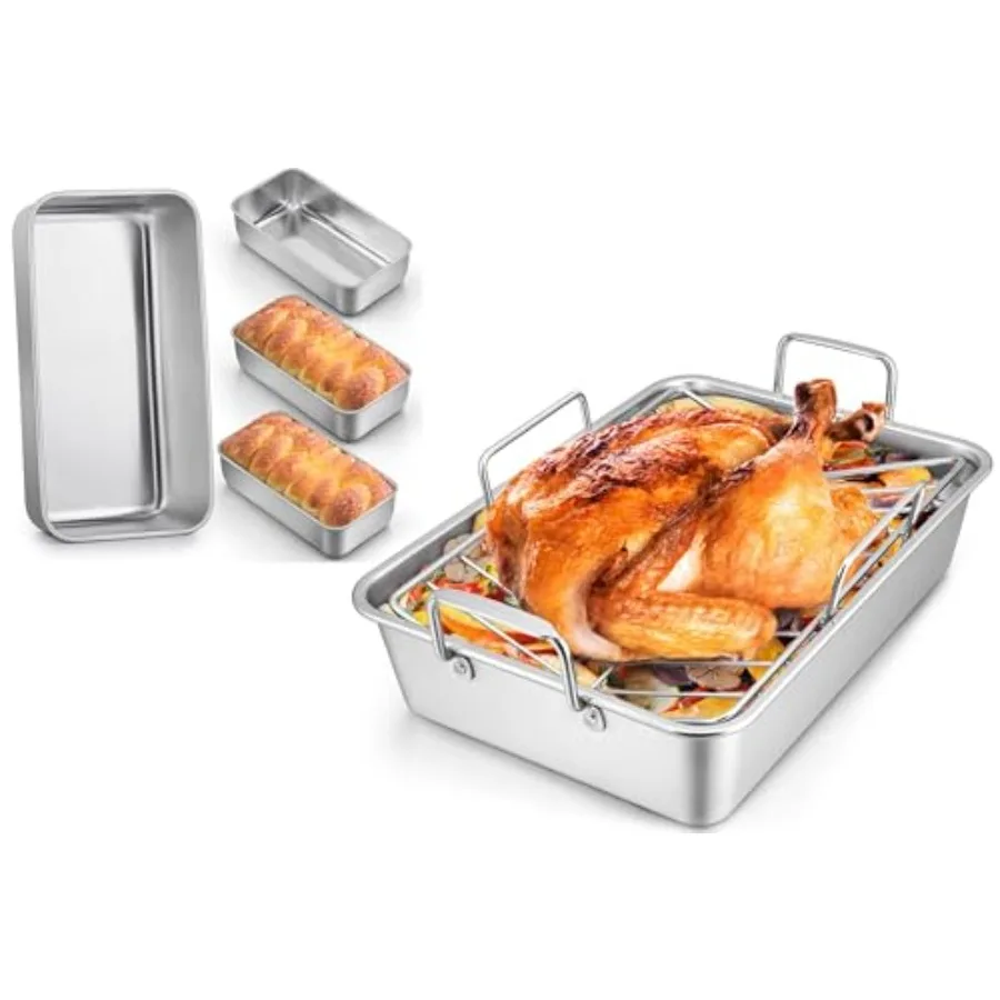 15 Inch Roasting Pan with Loaf Pans Heavy Duty Stainless Steel Lasagn 9x5 Inch Bread Panfor Baking Loaf Tin Pan for Homemade Ba
15 Inch Roasting Pan with Loaf Pans Heavy Duty Stainless Steel Lasagn 9x5 Inch Bread Panfor Baking Loaf Tin Pan for Homemade Ba