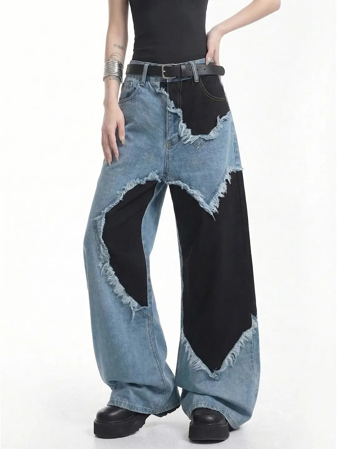 American Retro Color Blocked Raw Edge Women's Jeans New Loose Fashion High Waist Wide Leg Denim Pants Streetwear Casual Trousers
American Retro Color Blocked Raw Edge Women's Jeans New Loose Fashion High Waist Wide Leg Denim Pants Streetwear Casual Trousers