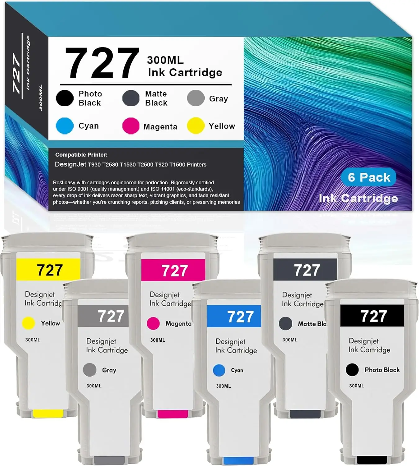 727 Ink Cartridge Compatible for HP 727 Ink Cartridge F9J79A C1Q12A F9J76A F9J77A F9J78A F9J80A for HP DesignJet T920 T930 T1500
727 Ink Cartridge Compatible for HP 727 Ink Cartridge F9J79A C1Q12A F9J76A F9J77A F9J78A F9J80A for HP DesignJet T920 T930 T1500