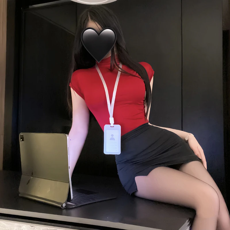 Sexy Career Secretary Uniform High Collar Short Sleeve Red Black Slim Fit Wrap Hip Skirt Women's Set Nightclub Spicy Girl Dress
Sexy Career Secretary Uniform High Collar Short Sleeve Red Black Slim Fit Wrap Hip Skirt Women's Set Nightclub Spicy Girl Dress