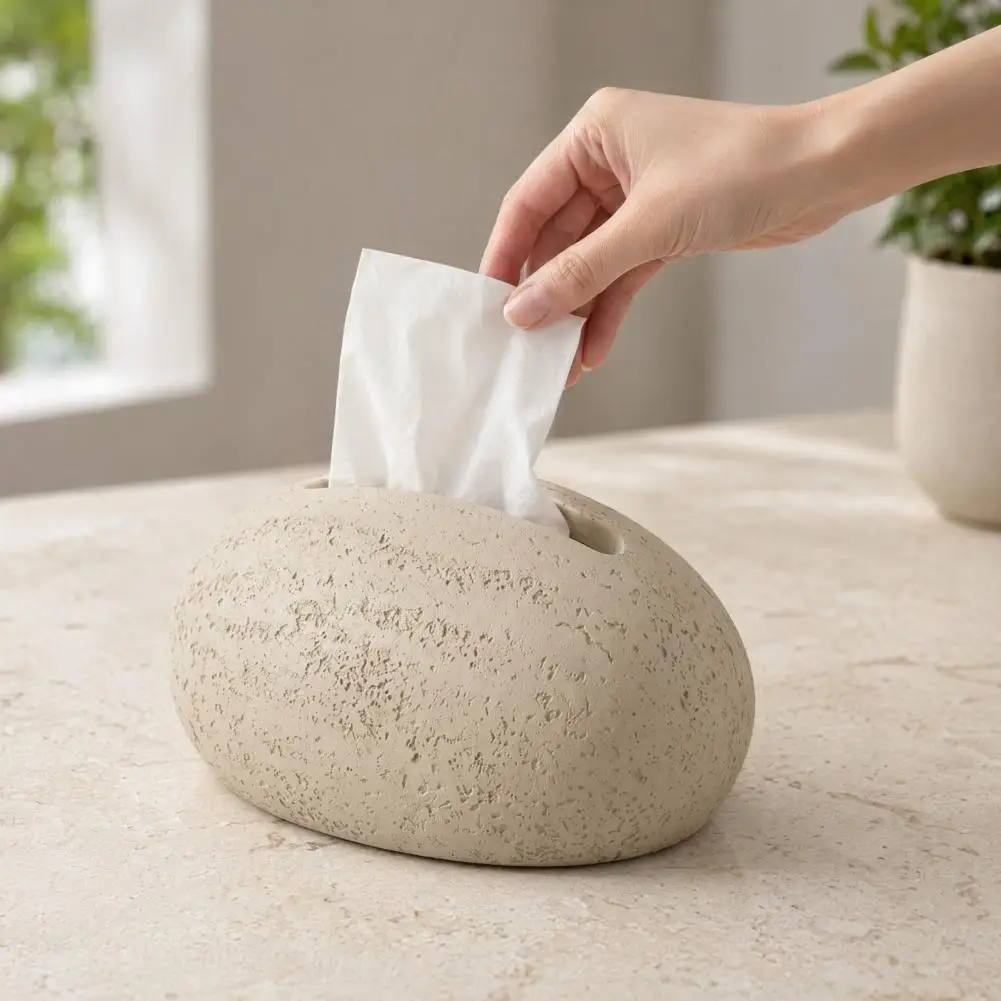 Tissue Box Stone Shape Matte Tissue Holder Waterproof Sandstone Texture Dust Resistant Tissue Dispenser for Living Room Decor
Tissue Box Stone Shape Matte Tissue Holder Waterproof Sandstone Texture Dust Resistant Tissue Dispenser for Living Room Decor