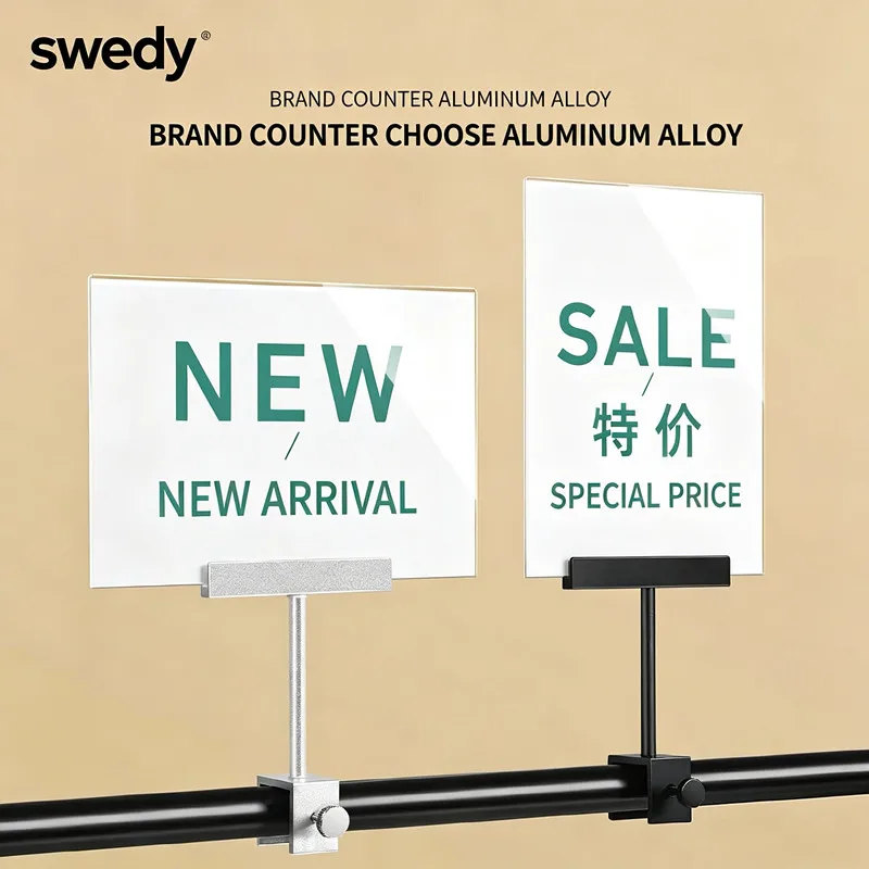 3 Pieces Aluminum Alloy Clip-on Sign Holder Adjustable Price Label Tag Stand Clothing Rack Acrylic & KT Board Clip
3 Pieces Aluminum Alloy Clip-on Sign Holder Adjustable Price Label Tag Stand Clothing Rack Acrylic & KT Board Clip