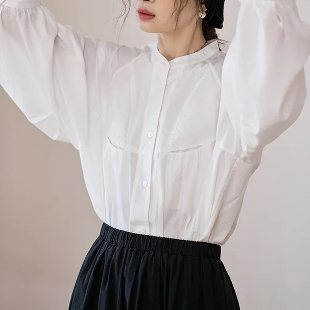 White Cotton Women's Shirt Spring Casual Style round Neck Bubble Sleeve Breathable Long Sleeve Casual Fashion Outerwear
White Cotton Women's Shirt Spring Casual Style round Neck Bubble Sleeve Breathable Long Sleeve Casual Fashion Outerwear