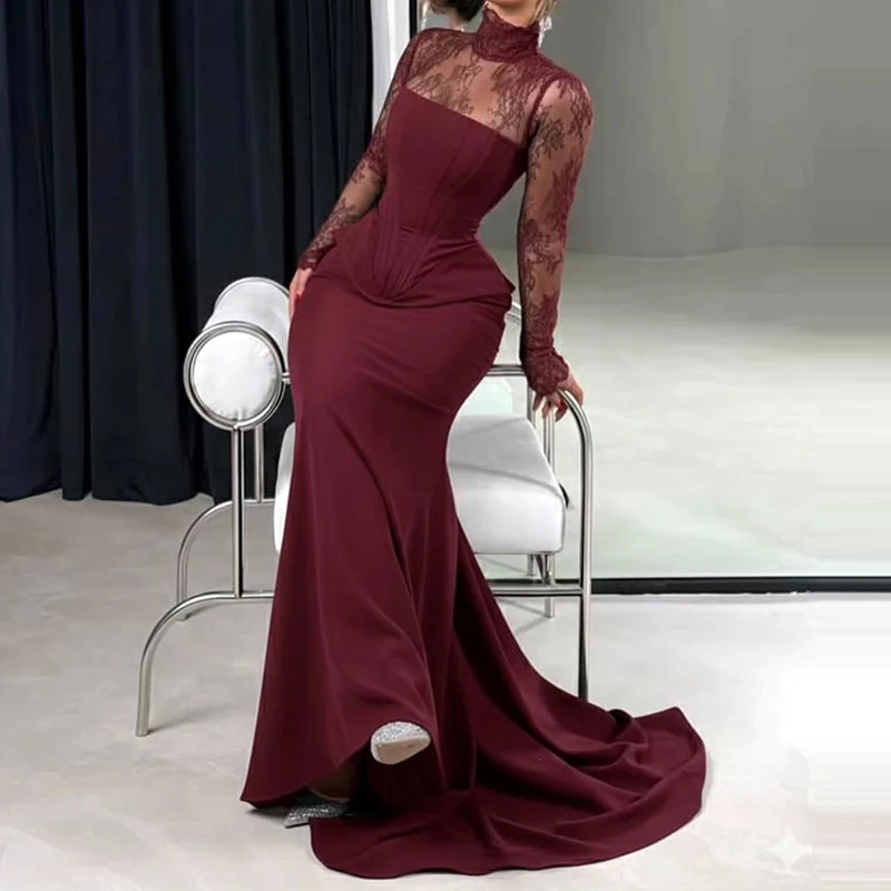 Lace Long Sleeve Wrap Hips Evening Dress Luxury Elegant Pure Color Floor-length Dress Temperament Fit Nipped Waist Banquet Dress
Lace Long Sleeve Wrap Hips Evening Dress Luxury Elegant Pure Color Floor-length Dress Temperament Fit Nipped Waist Banquet Dress