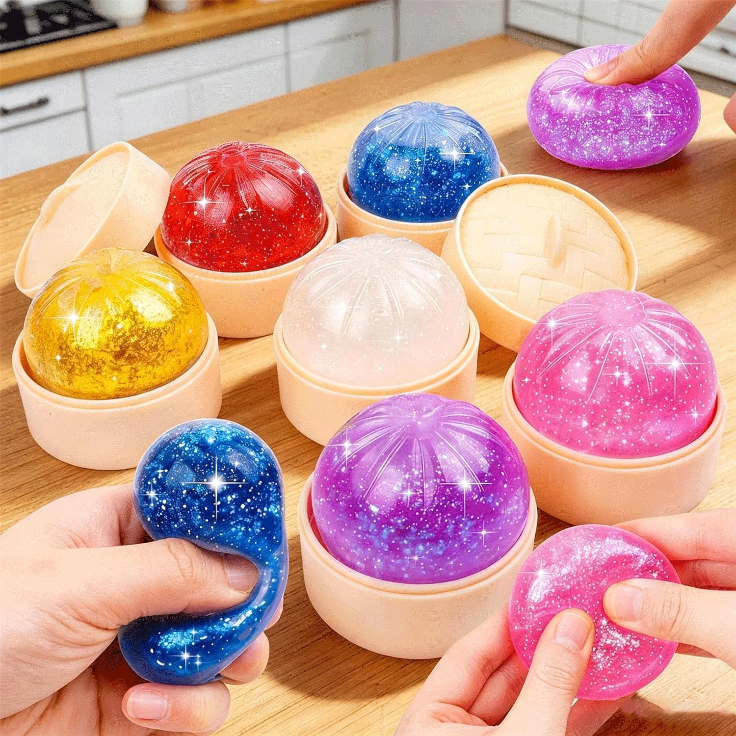 Glitter Steamed Bun Squishy Toy with Steamer Soft Stretchy Anti-Anxiety Stress Relief Sensory Fidget Toys for Party Favors Gifts
Glitter Steamed Bun Squishy Toy with Steamer Soft Stretchy Anti-Anxiety Stress Relief Sensory Fidget Toys for Party Favors Gifts