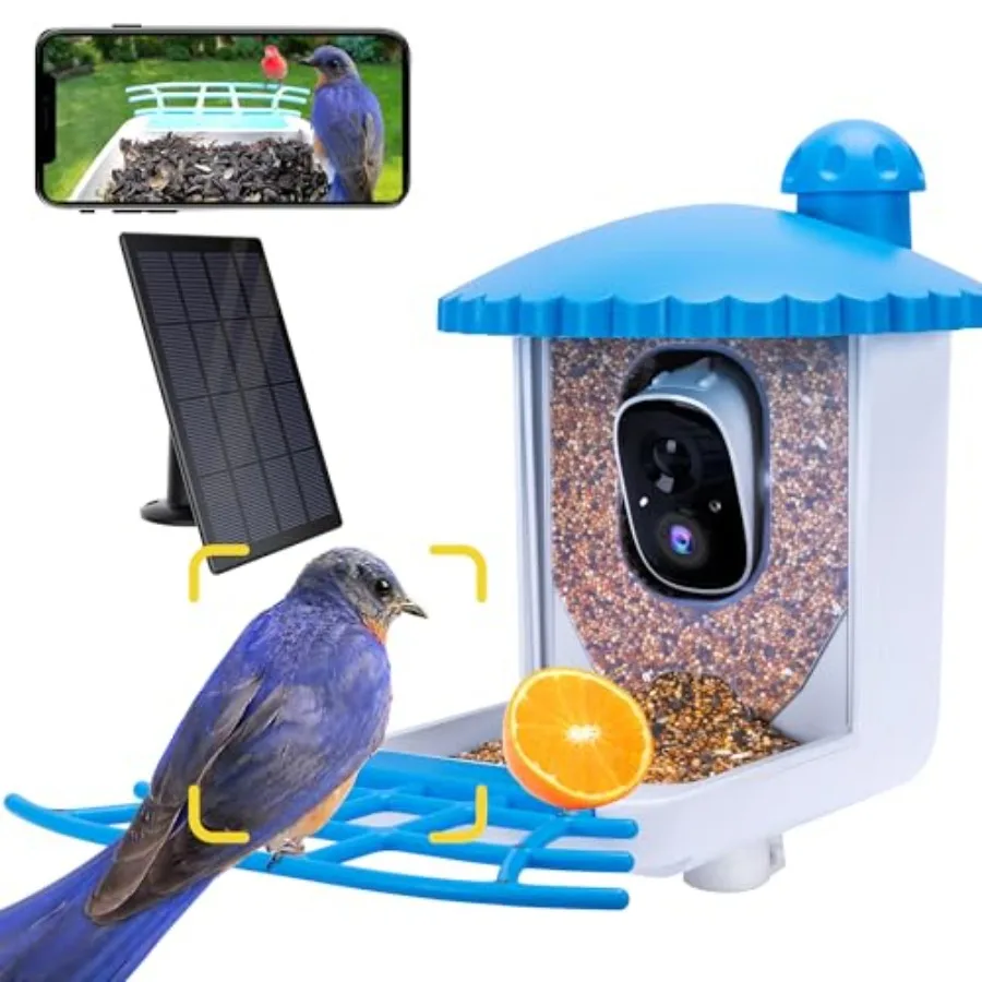 Bird Feeder with Camera 2K HD Video Capture 5000mAh Battery with Solar Panel Instant Arrival Alerts Live View AI Species Identi
Bird Feeder with Camera 2K HD Video Capture 5000mAh Battery with Solar Panel Instant Arrival Alerts Live View AI Species Identi