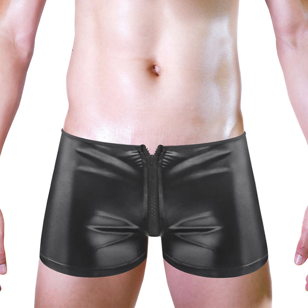 Sexy Men Faux Leather Boxers Wet Look Underwear Seamless Zip Up Brief Breathable Gothic Shorts Underpants Solid Swim Trunks
Sexy Men Faux Leather Boxers Wet Look Underwear Seamless Zip Up Brief Breathable Gothic Shorts Underpants Solid Swim Trunks