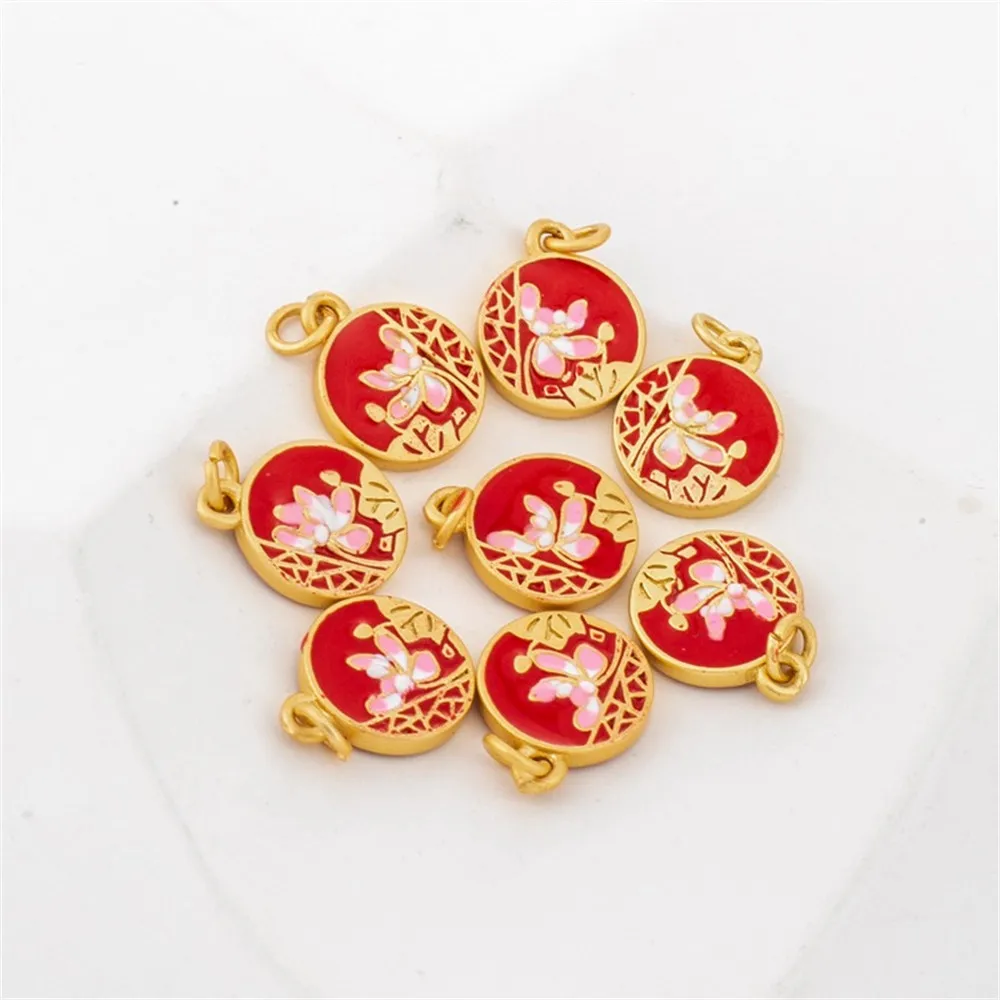 Copper Matte Gold Double-sided Oil Drop 10mm Flower Round Brand Pendant Diy Jewelry Bracelet Necklace Earrings Charm Handmade
Copper Matte Gold Double-sided Oil Drop 10mm Flower Round Brand Pendant Diy Jewelry Bracelet Necklace Earrings Charm Handmade