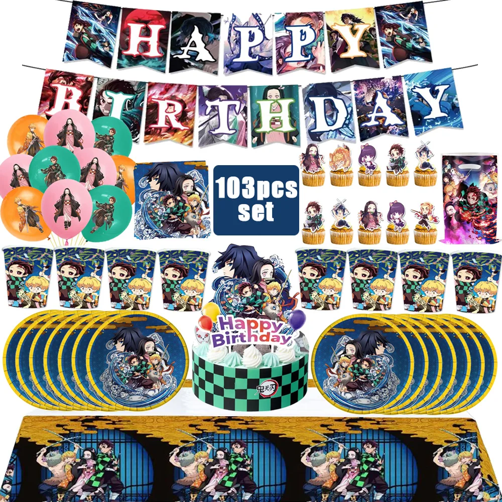 New Demon Slayer Birthday Decoration Set Tanjirou Kamado Balloons Cake Topper Plate Cup Disposable Kids Favor Gift Party Supplie
New Demon Slayer Birthday Decoration Set Tanjirou Kamado Balloons Cake Topper Plate Cup Disposable Kids Favor Gift Party Supplie
