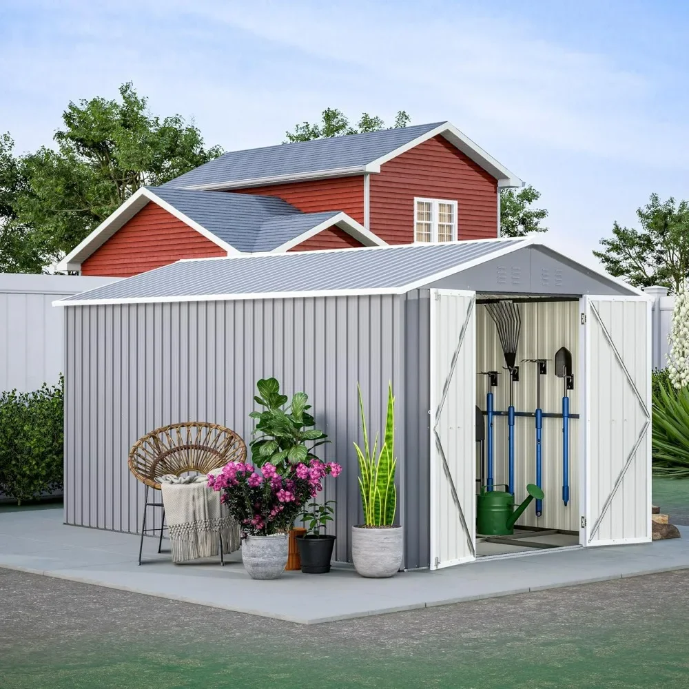 Outdoor Storage Shed 8x12 FT with Lockable Doors,Utility Tool Shed Metal Storage Garden Shed W/Floor Frame and 2 Vents,
Outdoor Storage Shed 8x12 FT with Lockable Doors,Utility Tool Shed Metal Storage Garden Shed W/Floor Frame and 2 Vents,