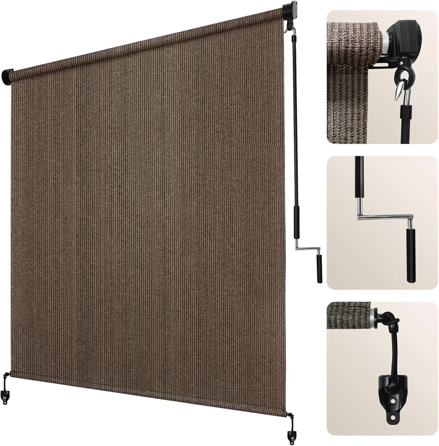 Cordless Outdoor Roller Shade 8'Wx8'H, Wind/Sun Resistant for Patio Pergola Gazebo in Mocha
Cordless Outdoor Roller Shade 8'Wx8'H, Wind/Sun Resistant for Patio Pergola Gazebo in Mocha