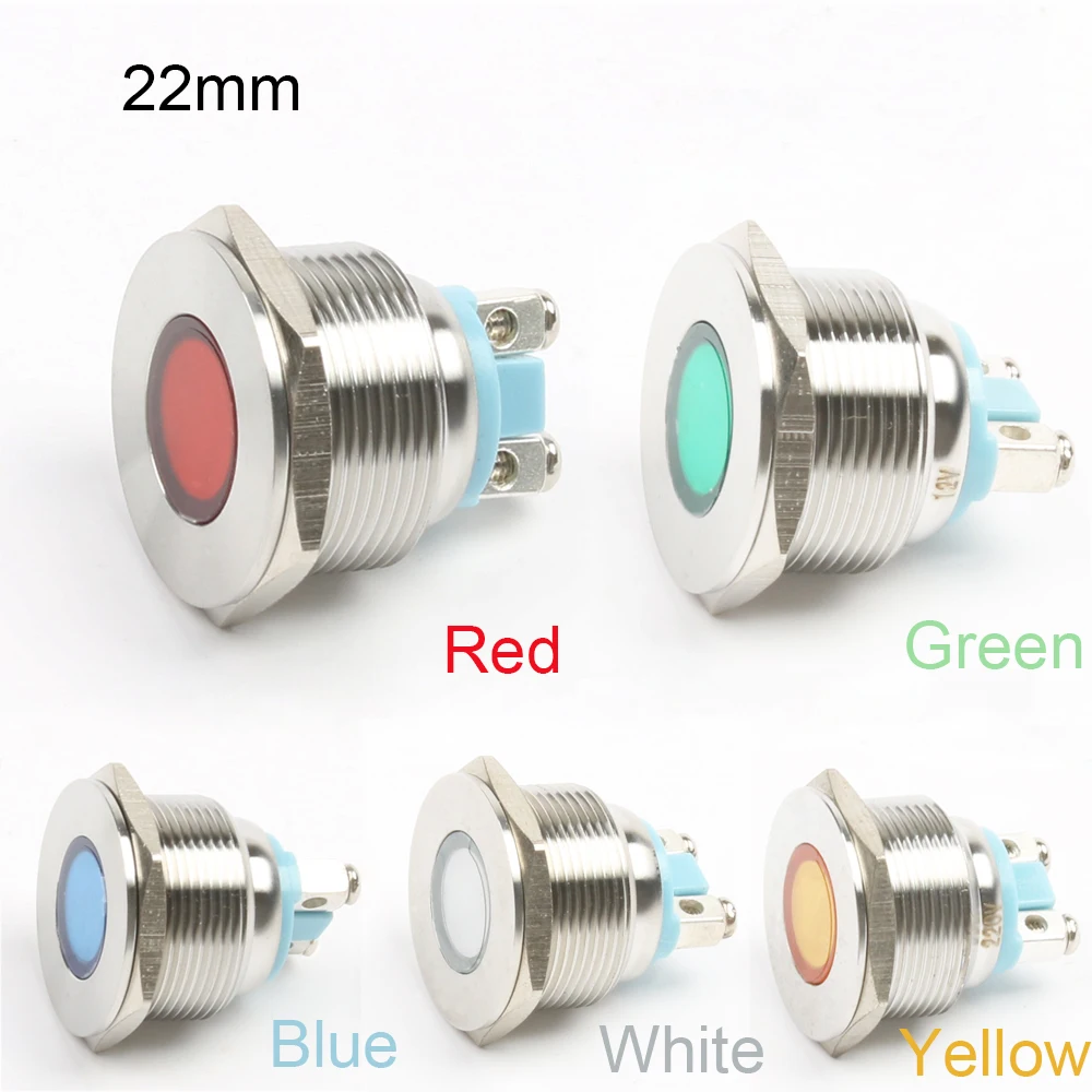 LED Waterproof Metal Indicator Light 22mm Flat Round Signal Lamp 3V 6V 12V 24V 220V other Screw Connect Terminal Red Green
LED Waterproof Metal Indicator Light 22mm Flat Round Signal Lamp 3V 6V 12V 24V 220V other Screw Connect Terminal Red Green