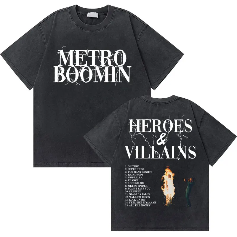 Hip Hop Vintage Washed Old Metro Boomin Heroes & Villains Graphic Print Tshirt Men Fashion T-shirts Male Vintage Oversized Tees
Hip Hop Vintage Washed Old Metro Boomin Heroes & Villains Graphic Print Tshirt Men Fashion T-shirts Male Vintage Oversized Tees