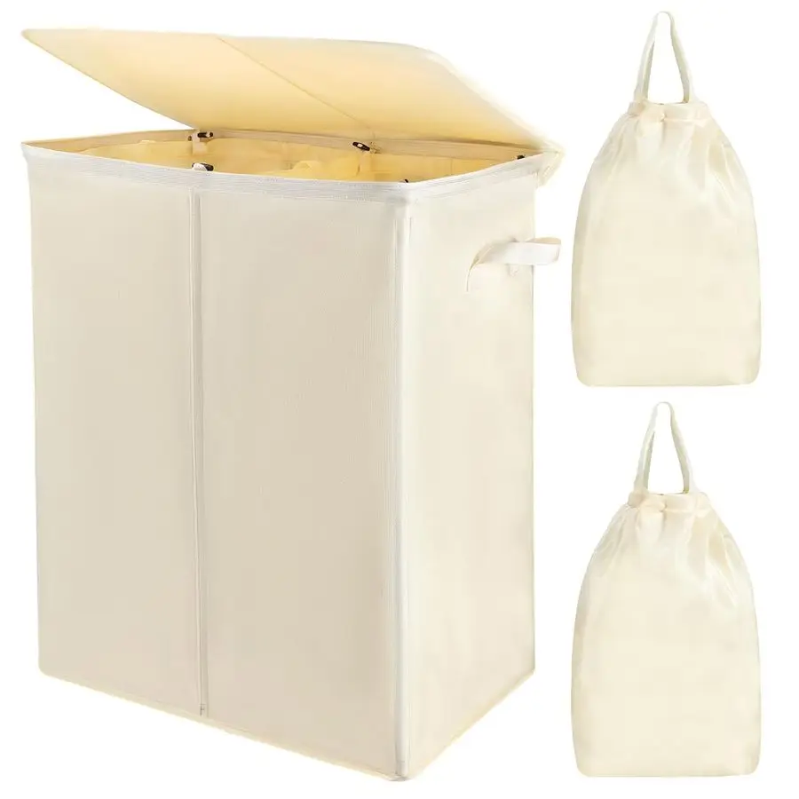 154L Double Laundry Hamper with Lid and 2 Removable Laundry Bags, Large Collapsible 2 Dividers Dirty Clothes Basket with Handles
154L Double Laundry Hamper with Lid and 2 Removable Laundry Bags, Large Collapsible 2 Dividers Dirty Clothes Basket with Handles