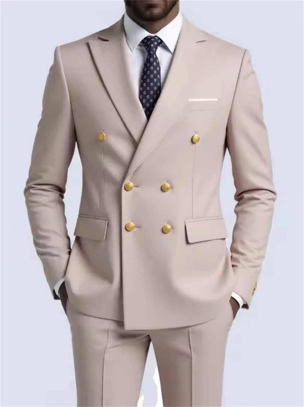 Tailor-Made Men's Suits 2-pcs Gentleman Business Double-breasted Solid-color Banquet Host Casual Wedding Suit (Blazer+Pants)
Tailor-Made Men's Suits 2-pcs Gentleman Business Double-breasted Solid-color Banquet Host Casual Wedding Suit (Blazer+Pants)