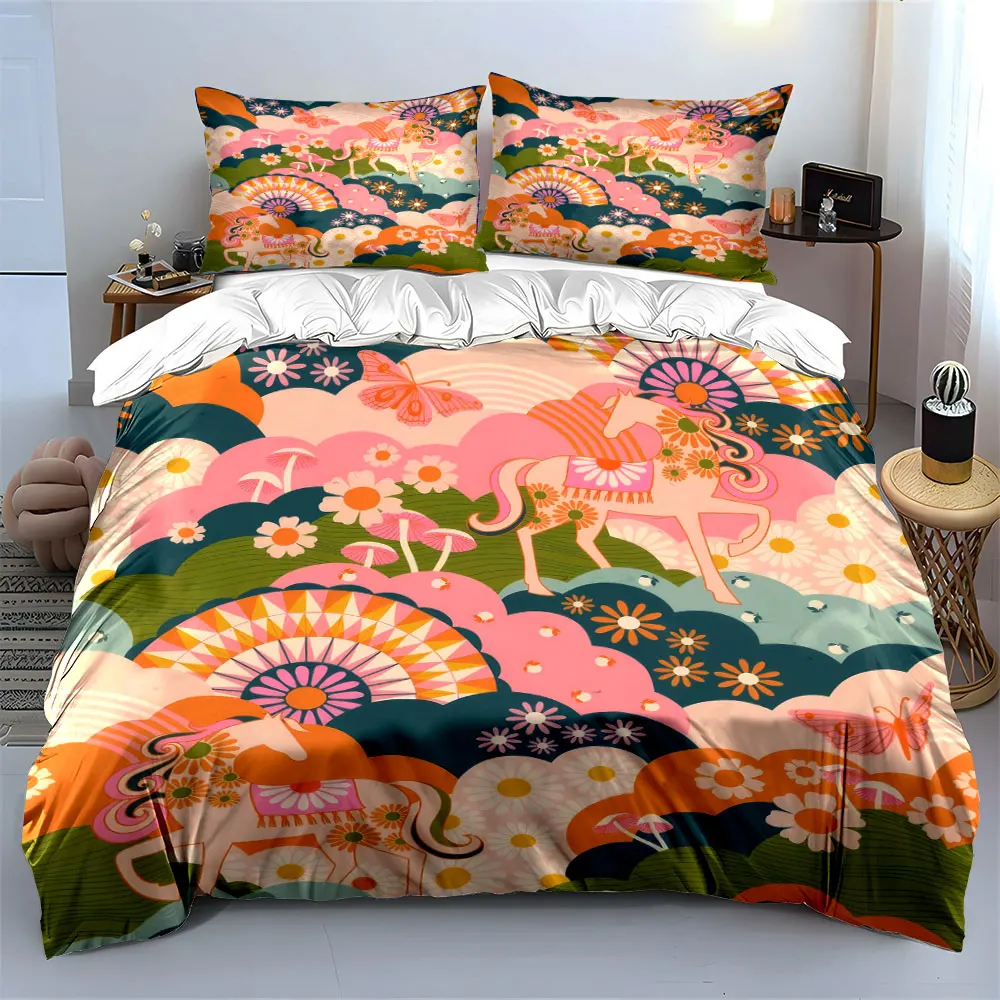 Colorful Unicorn Floral Decoration Set Bedding Set with 1 Duvet Cover 2 Pillowcases Single Double King Queen, Gift
Colorful Unicorn Floral Decoration Set Bedding Set with 1 Duvet Cover 2 Pillowcases Single Double King Queen, Gift