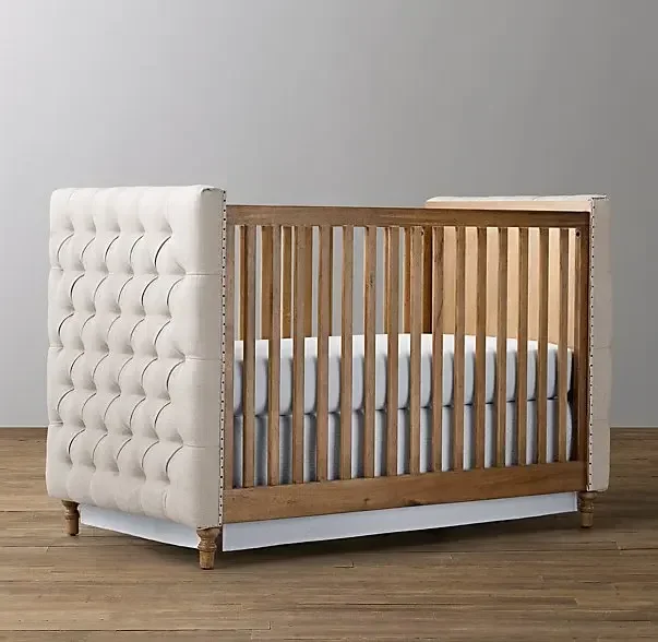 American rural solid wood linen buckle soft bag guardrail bed French simple modern
American rural solid wood linen buckle soft bag guardrail bed French simple modern