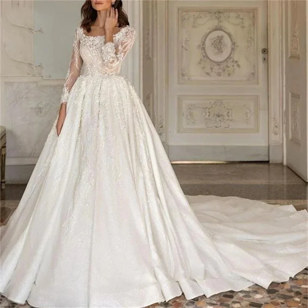 Flavinke Customized Beaded Long Sleeves Wedding Dresses For Women Scoop Neck Long Chapel Train Royal Waist Bridal Gown Vestido
Flavinke Customized Beaded Long Sleeves Wedding Dresses For Women Scoop Neck Long Chapel Train Royal Waist Bridal Gown Vestido