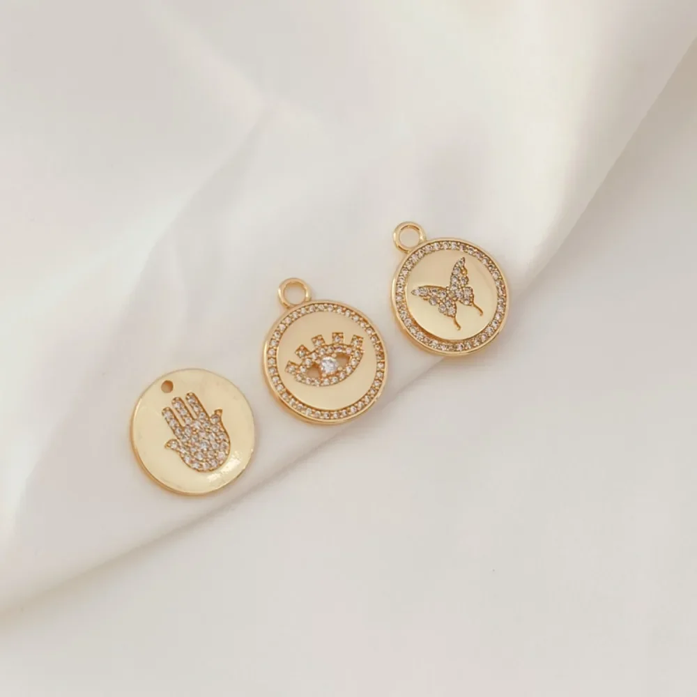 14K Gold-plated and Zircon Inlaid Devil's Eye Butterfly Palm Pendant, Handcrafted DIY Accessory Pendant
14K Gold-plated and Zircon Inlaid Devil's Eye Butterfly Palm Pendant, Handcrafted DIY Accessory Pendant