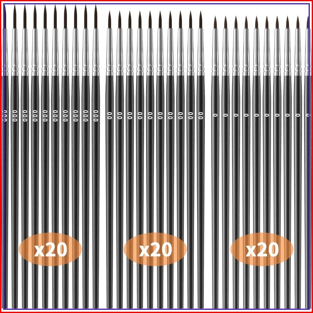 Tiny Detail Paint Brushes 60 Pcs Fine Set with 3 Size #0 #00 #000 Liner Brush for Miniature Model Crafts Watercolor Acrylics Oil
Tiny Detail Paint Brushes 60 Pcs Fine Set with 3 Size #0 #00 #000 Liner Brush for Miniature Model Crafts Watercolor Acrylics Oil