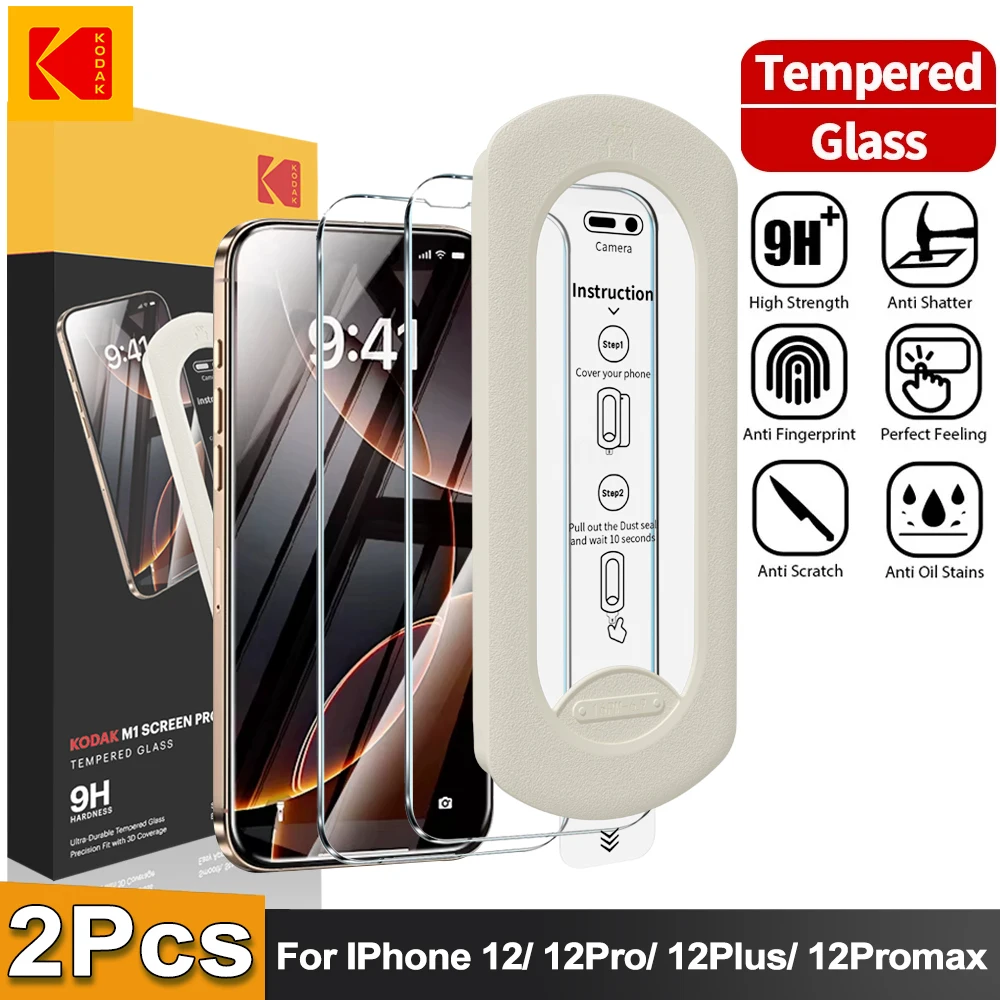 KODAK Tempered Glass For iPhone 12 Pro Max Screen Protector Protective Glass Film with Installation Tool Bubble Free 2Pcs
KODAK Tempered Glass For iPhone 12 Pro Max Screen Protector Protective Glass Film with Installation Tool Bubble Free 2Pcs