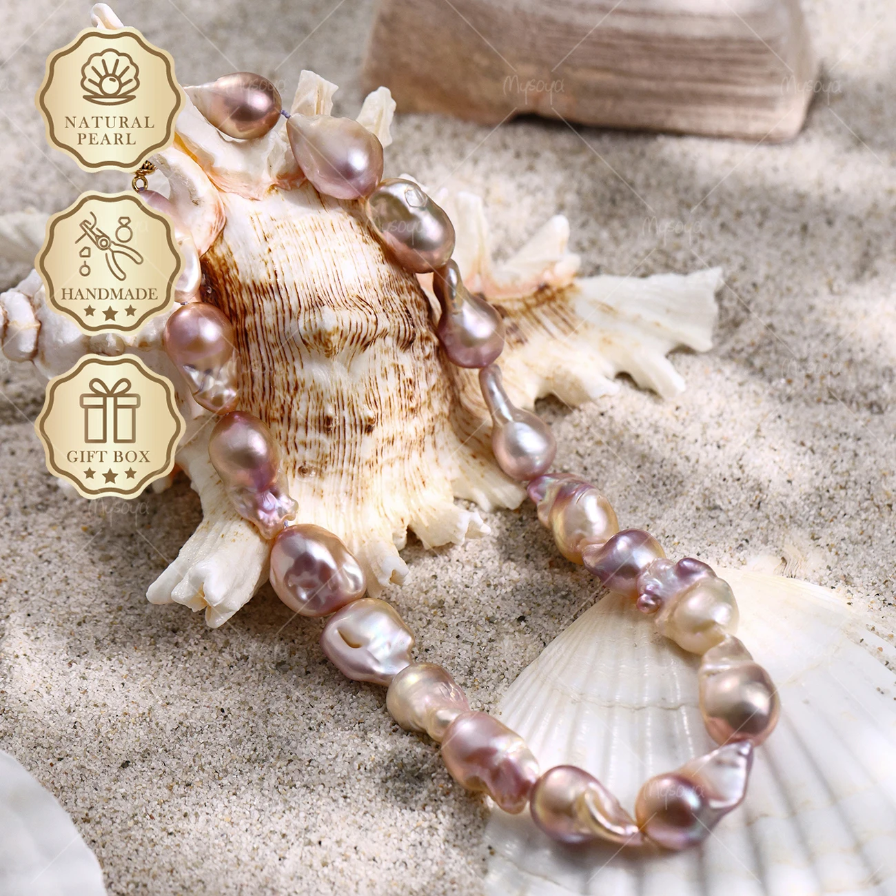 MYSOYA Purple Pink Baroque Pearl Necklace 11-13mm Gold Lantern Clasp, Gift Box S346
MYSOYA Purple Pink Baroque Pearl Necklace 11-13mm Gold Lantern Clasp, Gift Box S346