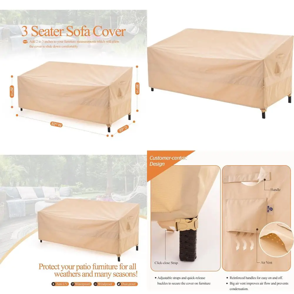 Durable 3-Person Outdoor Sofa Cover, Ripstop, Waterproof & Windproof, Beige, 82x39x36
Durable 3-Person Outdoor Sofa Cover, Ripstop, Waterproof & Windproof, Beige, 82x39x36