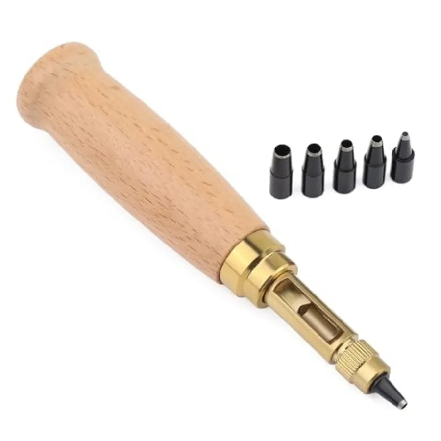 Adjustable Leather Hole Punch, 6 Tip Sizes Belt Hole Puncher, Paper Craft Hole Punch, Wood Handle Hole Punch Bookbinding Tool f
Adjustable Leather Hole Punch, 6 Tip Sizes Belt Hole Puncher, Paper Craft Hole Punch, Wood Handle Hole Punch Bookbinding Tool f