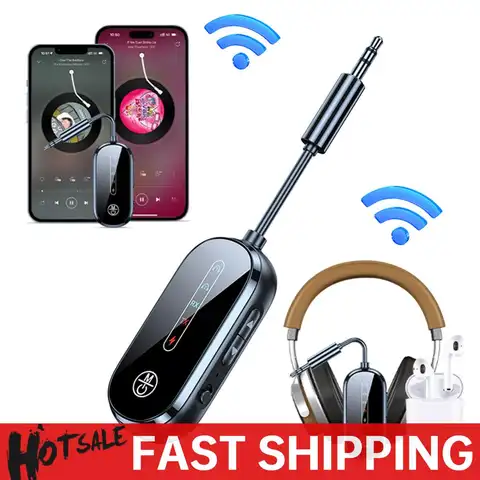Airplane Bluetooth-Compatible 5.4 Adapter 3.5mm Low Latency Audio Adapter Supports 2 AirPods Or Headphones Wireless BT Receiver