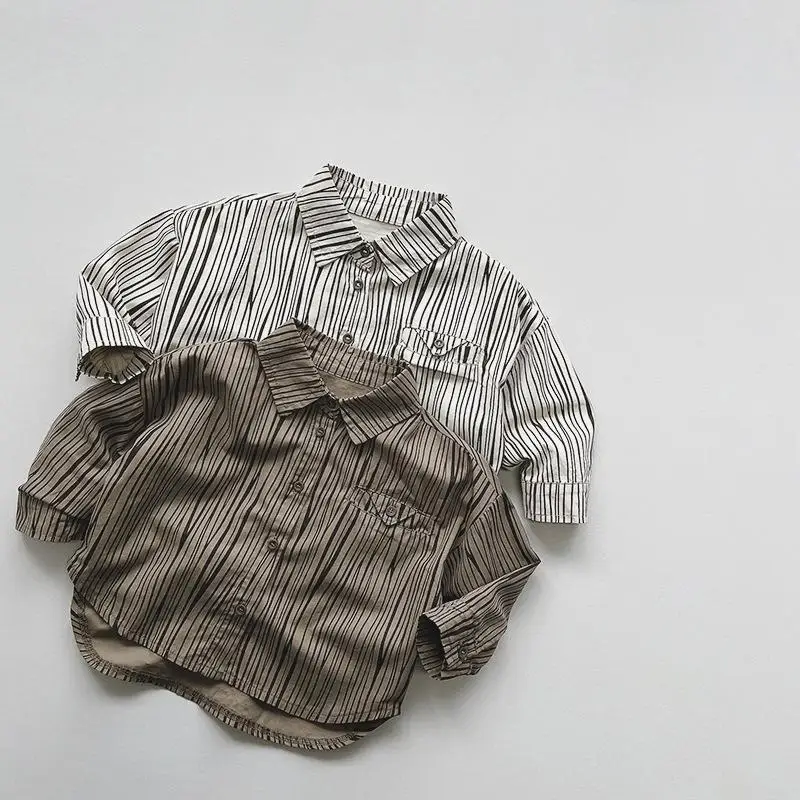Spring New Children Long Sleeve Lapel Shirts Cotton Baby Boys Fashion Vertical Striped Tops Kids Girls Casual Versatile Jacket
Spring New Children Long Sleeve Lapel Shirts Cotton Baby Boys Fashion Vertical Striped Tops Kids Girls Casual Versatile Jacket