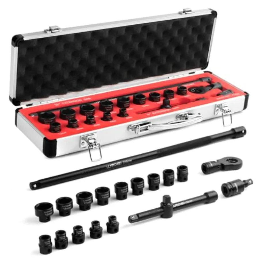 3/8" Nano Sockets Drive Stubby Impact Socket Set 19-Piece Long Flex Head Ratcheting Wrench Set Extension Bar 6"-15" 6-19mm Metr
3/8" Nano Sockets Drive Stubby Impact Socket Set 19-Piece Long Flex Head Ratcheting Wrench Set Extension Bar 6"-15" 6-19mm Metr