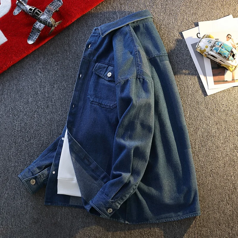 Retro Waed Japanese Sle Men's Long Sve Denim irt Casual All-Match Spring Autumn Plaid Jaet Loose Fit Youth Trend
Retro Waed Japanese Sle Men's Long Sve Denim irt Casual All-Match Spring Autumn Plaid Jaet Loose Fit Youth Trend