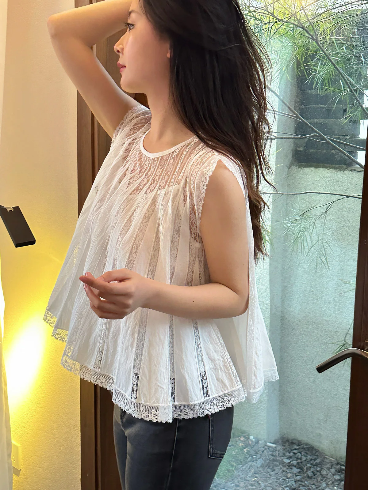 Retro Gentle Blue Lace Patchwork 45 Piece Soft Top Women's Cotton round Neck Short Vest Summer Fashion Gentlewoman's Blouse
Retro Gentle Blue Lace Patchwork 45 Piece Soft Top Women's Cotton round Neck Short Vest Summer Fashion Gentlewoman's Blouse