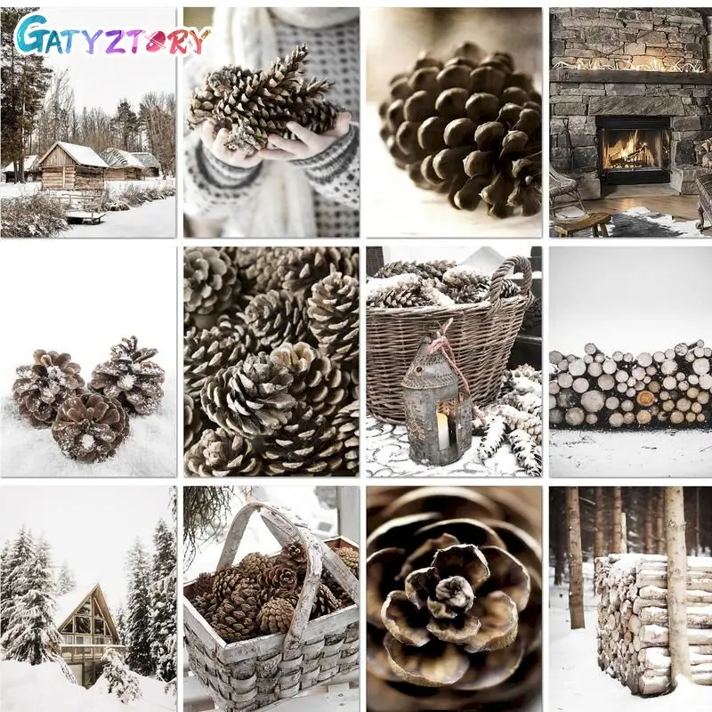 GATYZTORY Modern Painting By Numbers Winter Landscape Pinecone Acrylic Paints Gift Handiwork Wall Decors Simple Black And White
GATYZTORY Modern Painting By Numbers Winter Landscape Pinecone Acrylic Paints Gift Handiwork Wall Decors Simple Black And White